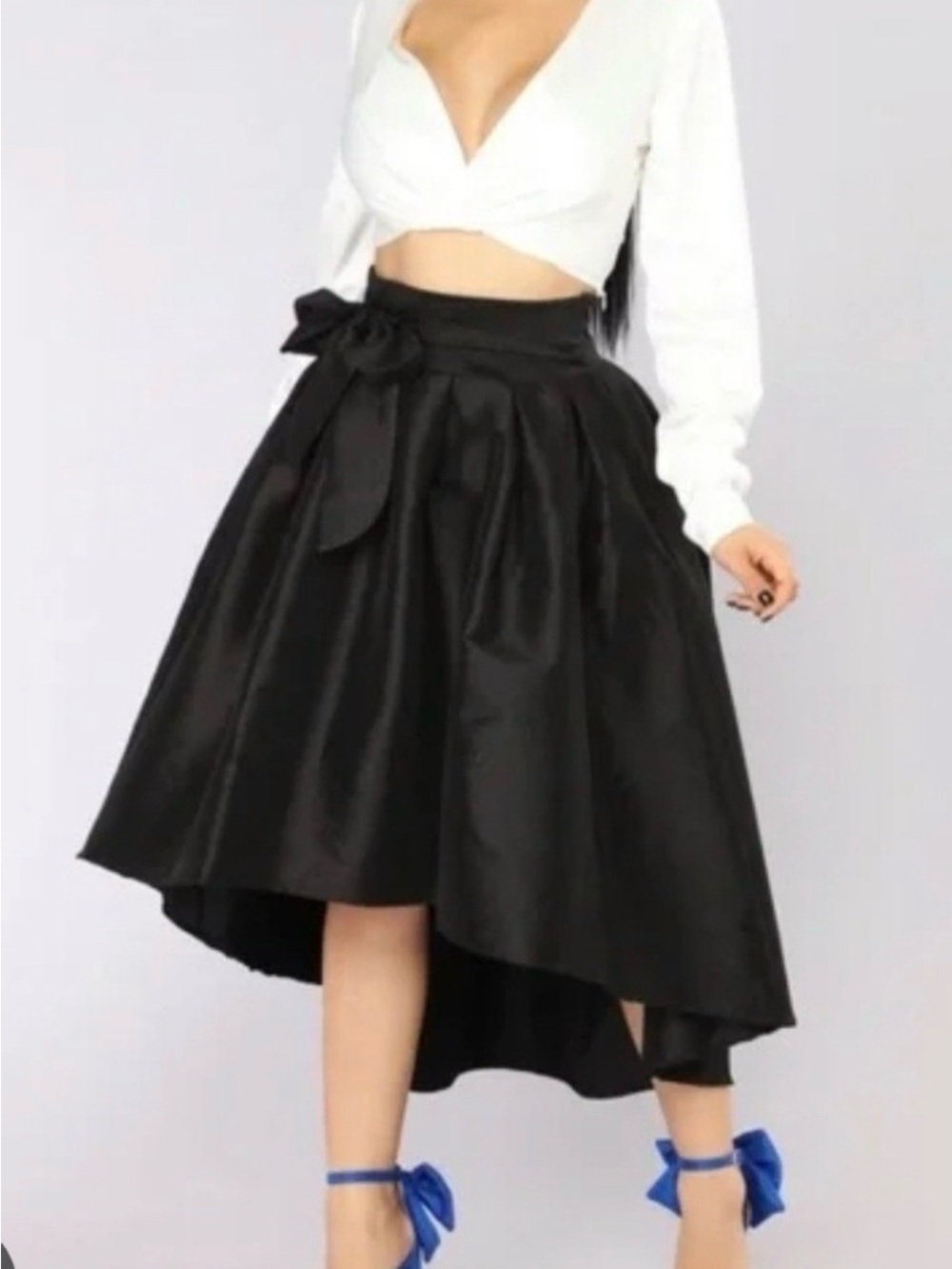 Haute Monde Black High-Low Bow Skirt Size XS 0/2 New No Tags